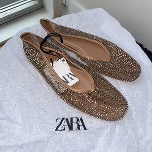 Zara Mesh Shiny Ballet Flats - Size 40 - NWT